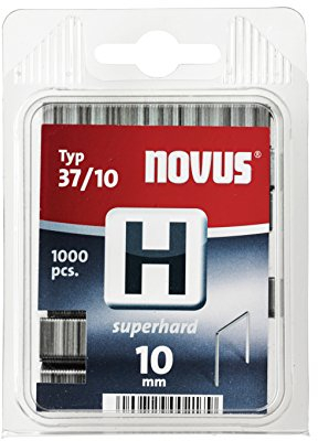 Novus Feindrahtklammern 10 mm superhart, für Hammertacker, 1000 Tacker-Klammern, Typ H37/12, Heftmittel aus Stahldraht