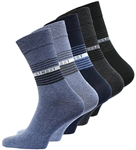 VCA 10 Paar Herren Socken STREET, mit dezenten Ringeln, Baumwolle mit Elasthan