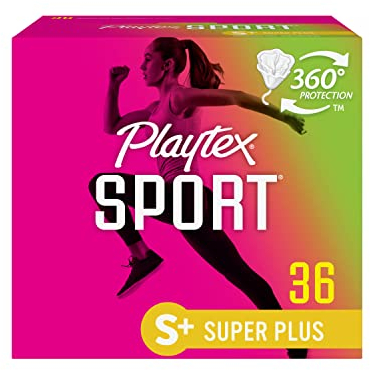 Playtex Sport Tampons Super Plus, with 360 Leak Defense, Fragrance Free, 36ct