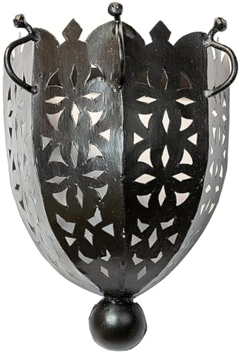 Nawal Wandlampe 26 cm gefertigt aus Eisen, Rost, E14, orientalisch | Nawal: handgefertigte Wandlampe aus Eisen mit Perforationen in Rost; E14-Fassung geeignet für stimmungsvolle Lichtakzente.