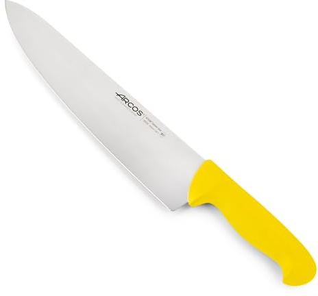 Arcos Serie 2900 - Cuchillo Cocinero Ancho - Hoja de Acero Inoxidable NITRUM de 300 mm - Mango inyectado en Polipropileno Color amarillo
