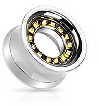 Tapsi´s Coolbodyart® Double Flared Tunnel Schraubverschluss Edelstahl Chirurgenstahl 316L Silber Gold Würfel 142mm