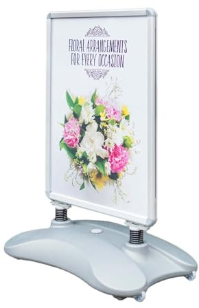 Deflecto A1 Water Based Pavement Display Stand with Snap Frame , A1 Display Boards Free Standing, Literature Sign Holder, Notice Board Signs