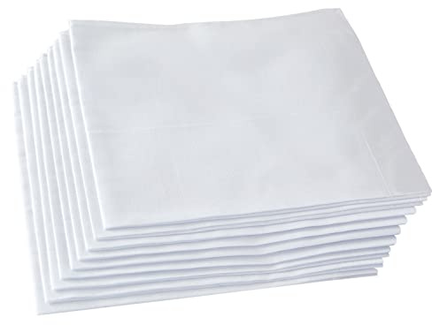 RDS HANKYTEX Men's Handkerchiefs,100% Soft Cotton,White Hankie Pack of 12 Pieces