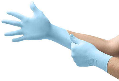 Microflex Ansell 93-833 Einweg-Nitrilhandschuhe, Chemikalien- und Flüssigkeitsschutz, Schutz bei Mechanik-, Industriel- und Chemikalienarbeiten, Blau, Größe L (250 Handschuhe)