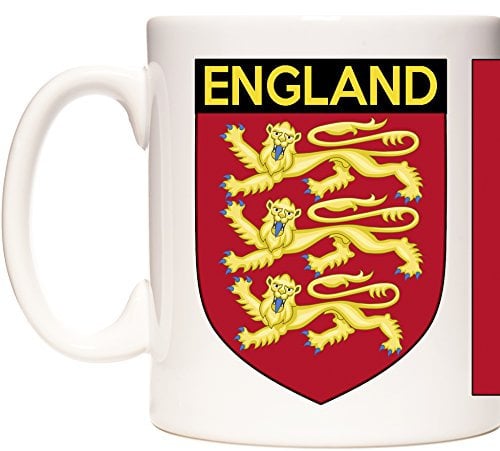 ENGLAND FLAG MUG. The Royal Arms of England Mug. Microwave and Dishwasher safe. This can be Personalised. Three Lions Gift Mug
