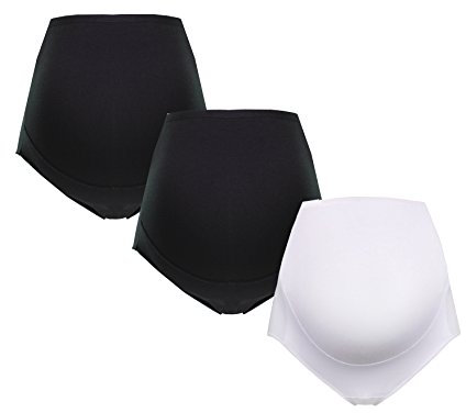 Herzmutter - Culotte Maternité Coton - Slip Femme Enceinte - sous-vêtements Maternité - Culotte de Grossesse - OekoTex100 - Lot de 3-5130 (L, Noir/Noir/Blanc)