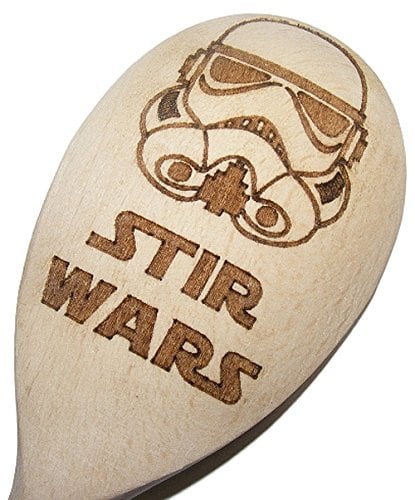 FastCraft Stars Wars inspirierter Backlöffel aus Holz, für die Küche, zum Kochen, Geburtstag, Geschenk für Fans von Darth Vader, Stromtrooper oder der Jedi Republic, mit Laser graviert