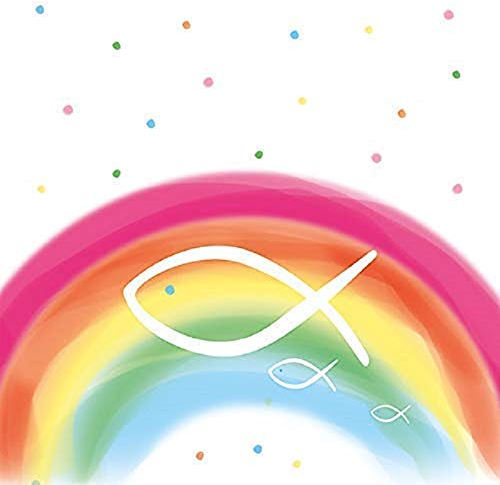 Kommunions-Servietten Konfirmations-Servietten FISCHE MIT REGENBOGEN/Kirchliches Fest/Kommunion Junge & Mädchen/Konfirmation Firmung Taufe (20 Servietten)