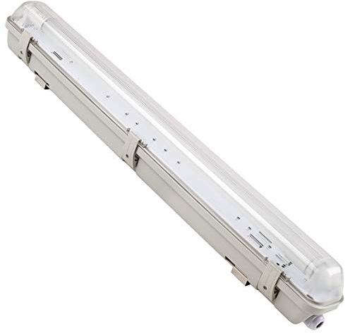 Proventa | Feuchtraumleuchte mit LED-Röhre | 60 cm | 1x 9W | 4.000 K | IP65 | Kunststoff grau | Feuchtraumwannenleuchte | LED-Wannenleuchte LED-Leuchtstofflampe