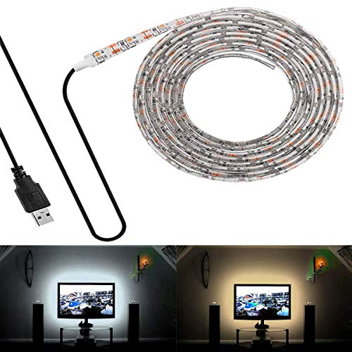 FOLGEMIR 1 Meter - 60 LEDs Streifen, TV LED Hintergrundbeleuchtung, 2835 Warmweiß Strip für HDTV USB TV Beleuchtung, wasserdicht - IP65