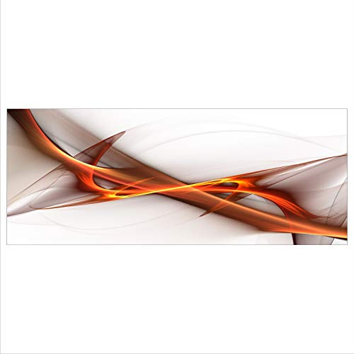 decorwelt Glasbild 125x50 XL Abstrakt Orange Panorama Wandbild Glasbilder Modern Deko Glas