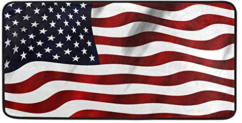 FANTAZIO Area Rug American USA Flagge Teppich rutschfeste Bodenmatte Türmatten für Terrasse oder Familienzimmer 99,1 x 50,8 cm