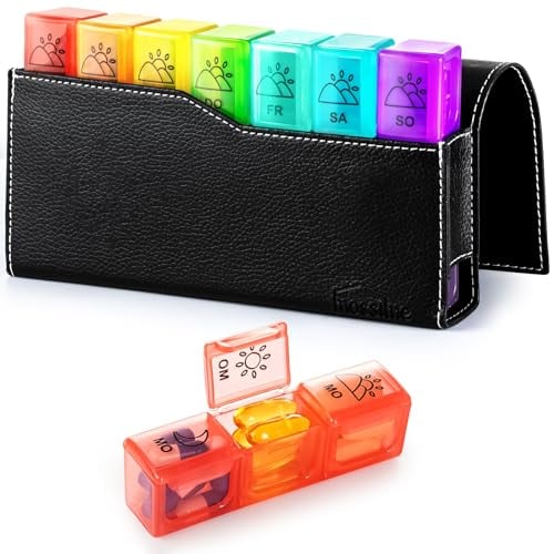 Tablettenbox 7 Tage Morgens Mittags Abends, Pillendose 7 Tage 3 Fächer Deutsch Tragbare Medikamentenbox 7 Tage 3 Fächer für Medikamente, Vitamine, Fischöl