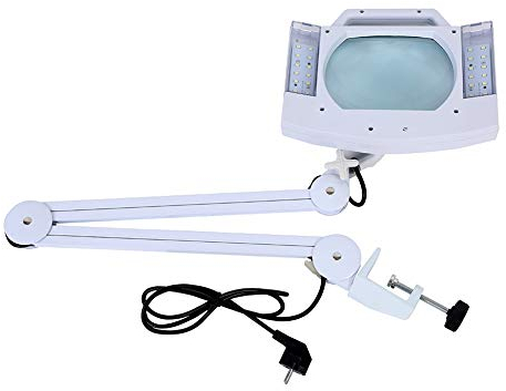 Lámpara de lupa con pinza LED, perlas de lámpara de 28 x 12 W LED, lámpara de belleza cuadrada de aumento 5 veces, cosméticos de maquillaje, lupa luminosa, lupa de belleza