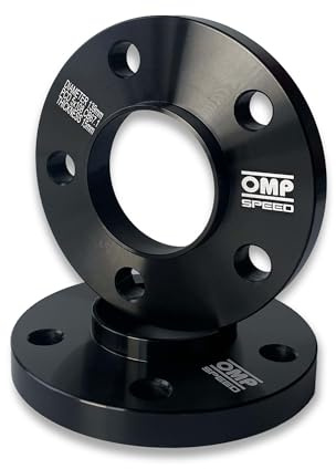 OMP Speed Jeu de 2 Élargisseurs de Voie (Entretoise de Roue) Centrés Épaisseur: 15 mm PCD: 5x108 CB: 67,1 OD: 139 Boulon x10 M14x1,5 Conique + Antivol Aluminium Noir - OMPS08581501