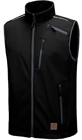 Little Donkey Andy Softshellweste Herren Fleece gefütterte Winddichte Ärmellose Jacke Leichte Outdoor Laufweste zum Wandern Reisen Golf Laufen, Schwarz M