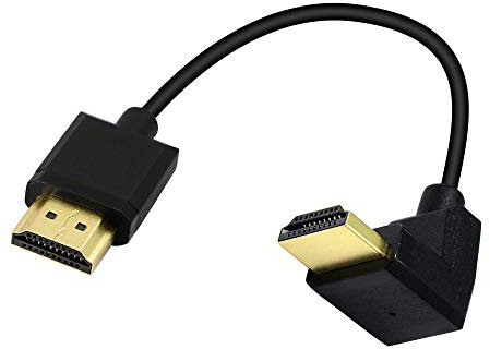 PNGKNYOCN 15cm HDMI Stecker auf Stecker kurzes Kabel, 90 Grad nach oben Hochgeschwindigkeits-HDMI 2.0 Adapter Kabel unterstützt 4K@60 Hz, für Raspberry Pi, Tablet, Kamera usw. (Black Down)