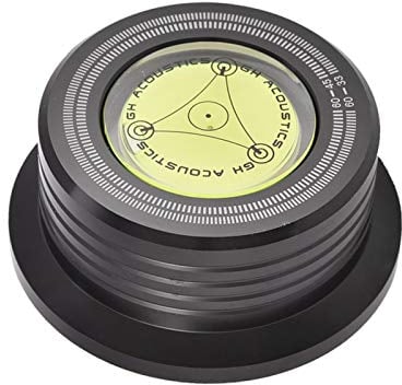 Dilwe LP-Stabilisator mit Schallplattengewicht, 60-Hz-Plattenspieler-Plattenstabilisatorklemme mit Blase, Aluminium-Metallscheibenstabilisator fr LP-Schallplattenspieler (schwarz)