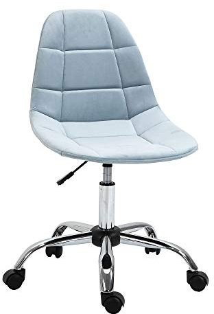 Vinsetto Sedia da Ufficio Ergonomico, Sedia Girevole Scrivania, Regolabile Senza Braccioli, Azzurro, 59x59x81-91cm