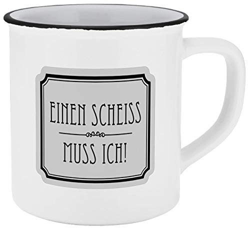 Tasse Einen Scheiss muss ich Emaille-Optik 400ml