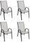 Baroni Home Set Sedie da Giardino con Schienale Alto, Sedie da Esterno per Giardino, Terrazza, Balcone, Veranda, Piscina, in Metallo e PVC, Sedie Impilabili, 91x66x54 cm, Colore Grigio, 4 Pezzi