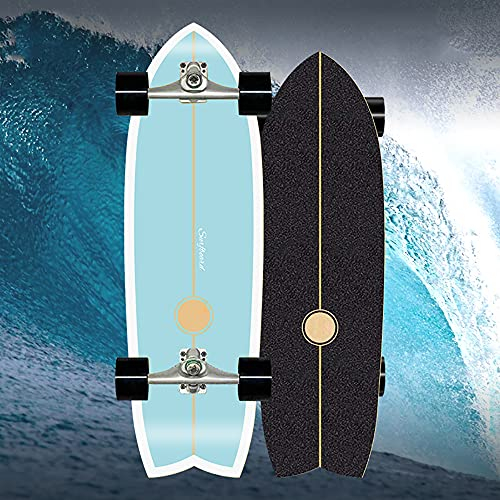 Skateboards Für Anfänger Kinder Surfskate Board, Shark Skate Komplettboard 31 Zoll Old School Deck Longboard Cruiser, Streetsurfing Pumpping C4-Truck, Mit ABEC-11-Kugellager Surfing Penny Board