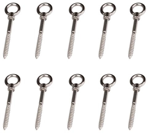 PRIOstahl Augbolzen mit Holzgewinde Augschraube Ösenschraube Ringmutter Ringschraube Bolzen - Größe: 6 x 60 mm 10 Stück zur Befestigung für Holz Mauerwerk Drahtseil Rostfrei aus Edelstahl V4A