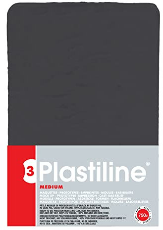 Jacques Herbin 7955T - Plastiline, 750g, Härte medium, ideal zum Modellieren, 100% wiederverwendbar, Schwarz