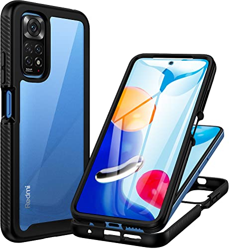 CENHUFO für Xiaomi Redmi Note 11 Hülle, Xiaomi Redmi Note 11S Hülle 360 Grad Handyhülle Stoßfest Schutzhülle mit Eingebautem Displayschutz Outdoor Panzerhülle Bumper Full Cover Case - Schwarz