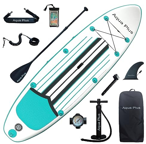 Aqua Plus 15cm Dickes,aufblasbares SUP für alle Fähigkeitsstufen,Stand Up Paddelbrett,Paddel,Pumpe,ISUP Reiserucksack,Jugendliche,Aufblasbare Boards für Stand Up Paddling