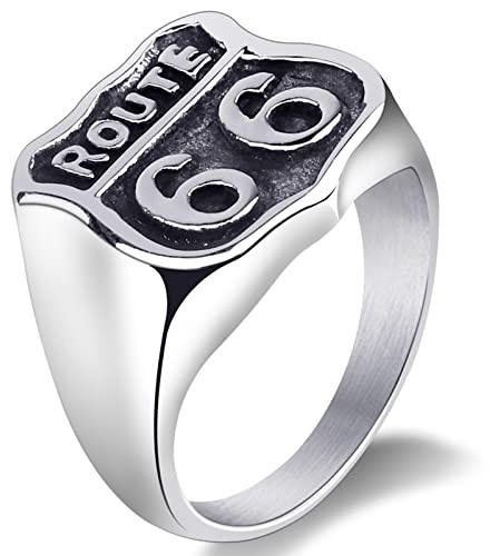 HCMA America Pioneer Route 66 Titan Stahl Herren Ringe Punk Hip Hop für Mann Freund Biker Schmuck Kreativität Geschenk