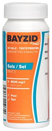 Pool Teststreifen (20 Stück) zur Messung von Salzgehalt (NaCl) 0-8000 mg/l