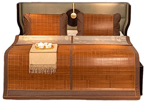 Sommer Cool Schlafmatte Bambus Rattan, Bambusmatte Bett Schlafen Pad Matte Abkühlen Schwitzen, Faltbar Klimageräte Matratze Bettmatte Glatt für Schüler Schlafsaal Home Schlafzimmer Einzelbett