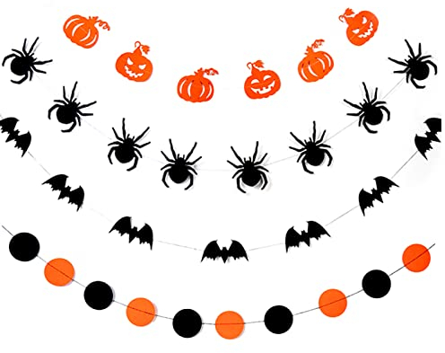 Halloween-Latte-Art Kürbis-Banner 52 Feet (16metre) Halloween Dekoration Set Party Girlande Outdoor Aussen Garten Banner Türdeko Fenster Artikel Außen Sachen Wanddeko Haus Wohnung Hängedeko Decoration