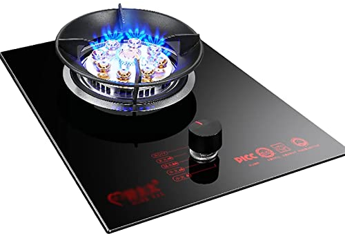 Table De Cuisson À Gaz, Cuisinière À Gaz À 1 Brûleur, Brûleur Wok À Anneau De Feu De 7,0 KW À 9 Cavités, Dessus En Verre Trempé Noir Avec Protection Contre Les Flammes, For La Cuisine À Domicile