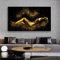 TITINGLUCK Gerahmtes Wandbild Schwarz und Gold Abstrakte Frauenkörper Figur Malerei auf Leinwand Poster und Drucke Bild für Wohnzimmer 40x80cm(16x31in) mit Rahmen