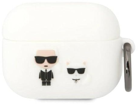 Karl Lagerfeld KLACAPSILKCW Hülle für AirPods Pro Weiß Silicone Karl & Choupette