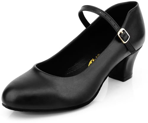 Bokimd Women's Black Non-Slip Latin Salsa Dance Heels Ballroom Character Shoes Prom Dress Pumps (7 / Black)
