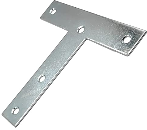 Metal Mending Tee T Plates 5in Braces Corner Bracket Plate Joint Flat Repair Fixing Angle Galvanised Heavy Duty 2mm Thick Size: 127 x 127 x 25mm / 5'' x 5'' x 1'' Pack of 2