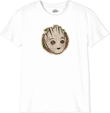 Marvel Legend ICON Officiel I Am Groot Poster imprimé T-Shirt Pour Garçon Col ras du cou Manches Courtes Coton Coupe régulière,Blanc_Taille 10 Ans