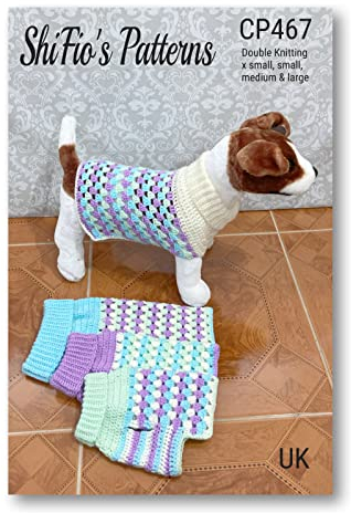 Häkelmuster für Oma Stitch Hundepullover, Anleitung für 4 Größen enthalten, Doppelstrickgarn, UK-Terminologie, Größen XS, M und L, Heft, Buch, Handbuch (evtl. nicht in deutscher Sprache), CP467