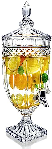 Distributeur de boissons en verre de 5 litres avec robinet en verre pour fêtes, serveur de jus à large goulot pour fête de mariage, bar, distributeur de boissons anti-fuite