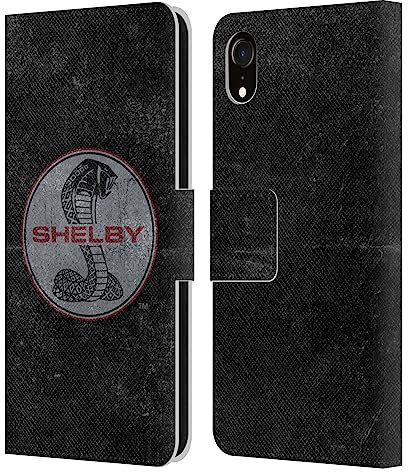 Head Case Designs Offizielle Shelby Schwarz Im Used Look Logos Leder Brieftaschen Handyhülle Hülle Huelle kompatibel mit Apple iPhone XR