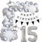 Luftballons Girlande 15 Geburtstag Deko Mädchen Junge Luftballons Silber grau Weiß deko 15. Geburtstag Mädchen Junge 15 Jahre Geburtstagdeko Silber Happy 15 Birthday Girlande Ballons Deko Weiß