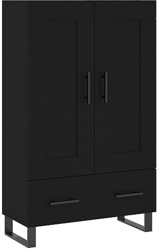 vidaXL Buffet Haut, Armoire Latérale, Meuble avec Rangement, Organisateur de Salon Salle de Séjour, Moderne, Noir Bois d'Ingénierie