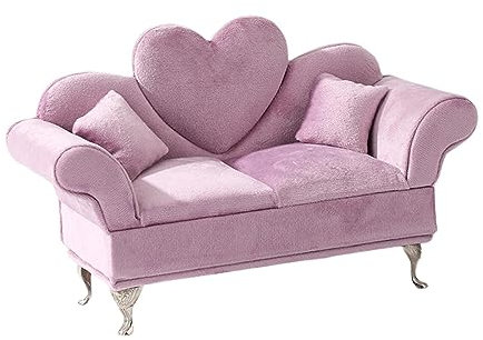 harayaa 1/6 Puppenhaus Sofa Mädchen Frauen Schmuckschatulle Schmuck Aufbewahrungskoffer Ornament Miniaturmöbel Elegant für 12 Puppenmöbel Zubehör, Sofa für zwei Personen