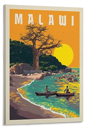 Retro-Poster mit Malawi-Motiv, Kunst, Malawi, Kunst, Leinwand, Poster, Heimdekoration, Poster, 60 x 90 cm
