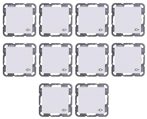 10 Stück Gira 445403 SCHUKO-Steckdose mit Klappdeckel System 55 Reinweiß glänzend