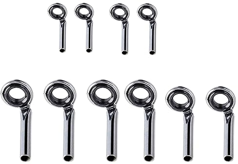 RTRTGS 10pcs Angelschnur Spinn Führungs Augen Ringe,Angelrute Reparatur Rod Tip Reparatur Kit Fly Rod Tips Rahmenlose Reparatur,für Salzwasser und Süßwasser,5 Größen